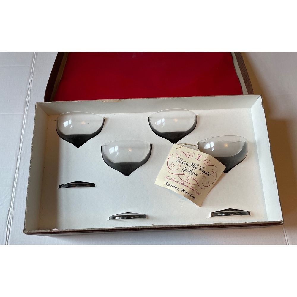 Lenox Hand Blown Chateau Sparkling Wine Glass Set of 4 Brand New in Box Vintage